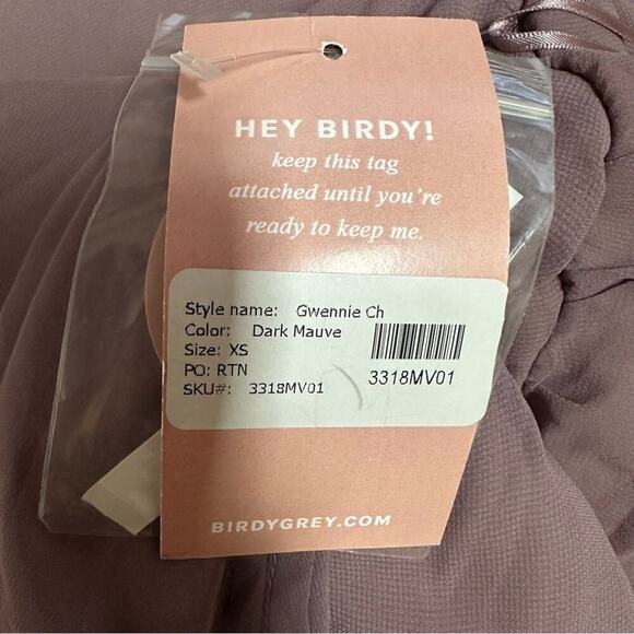 Birdy Grey Gwennie Chiffon Long Maxi Bridesmaid Dress Dark Mauve XS New - Picture 14 of 16